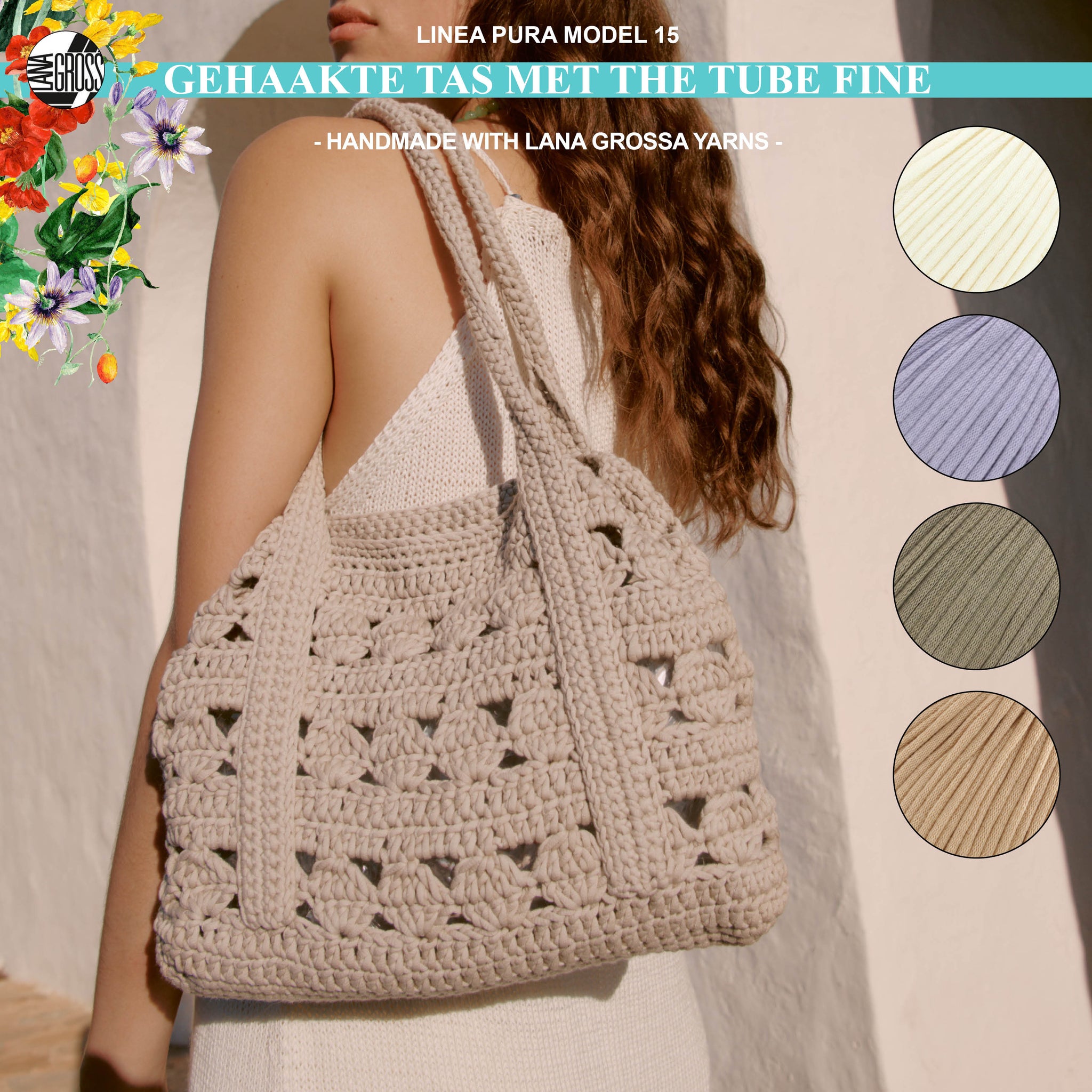 Haakpakket tas met The Tube Fine garen model 15 van Linea Pura 16