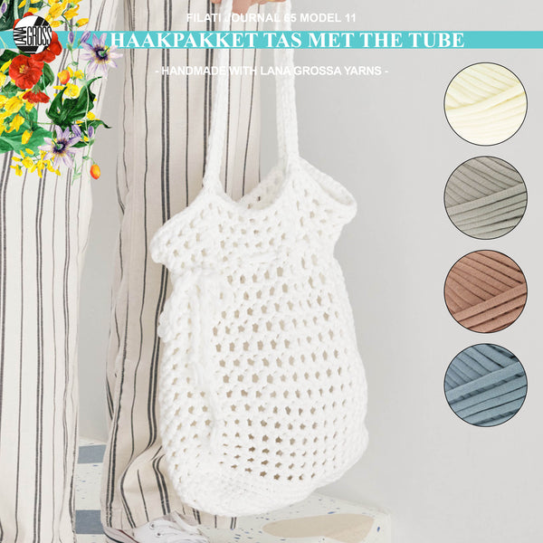 Haakpakket tas met The Tube garen model 11 van Filati Journal 65
