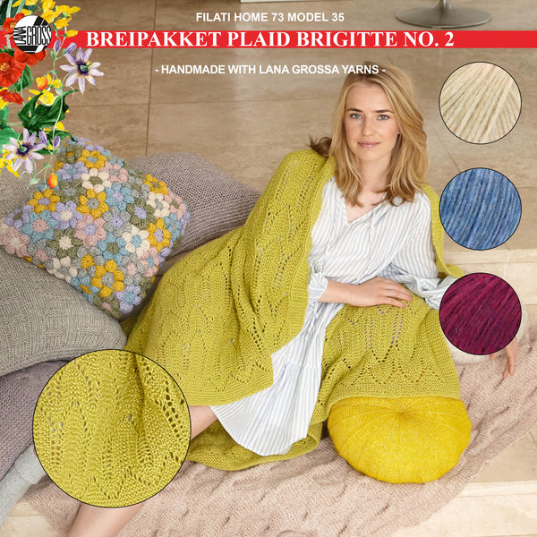 Breipakket plaid  Lana Grossa Brigitte No. 2 uit Home 73 model 35