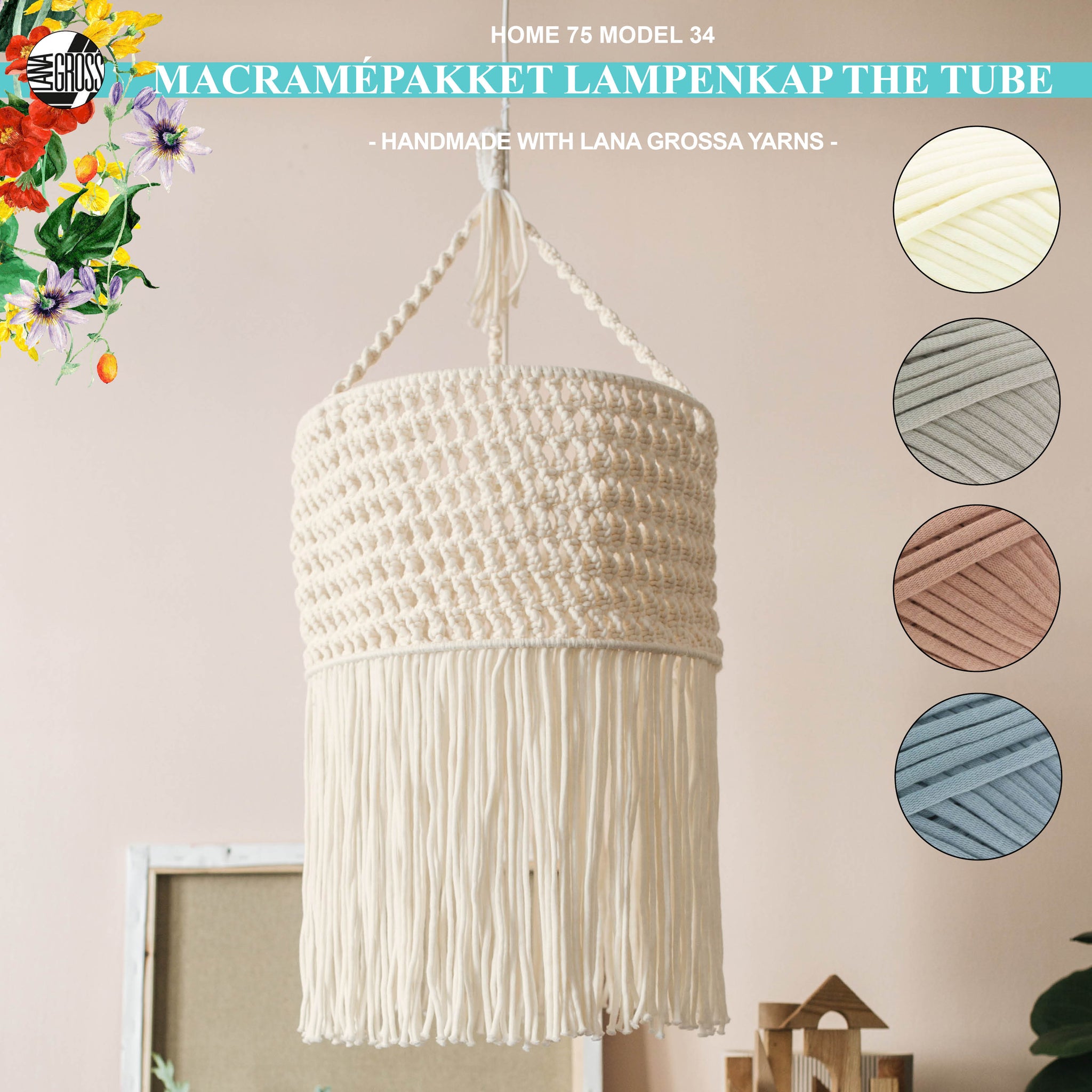 Macramépakket lampenkap met The Tube garen model 34 van Lana Grossa Home 75
