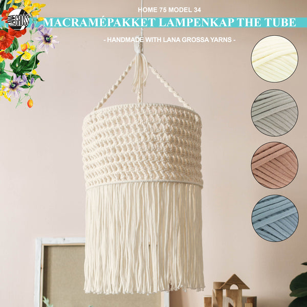 Macramépakket lampenkap met The Tube garen model 34 van Lana Grossa Home 75