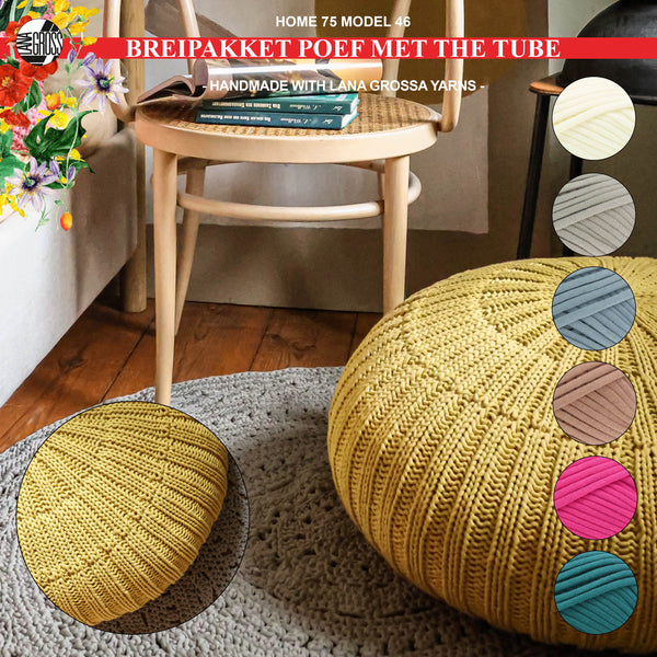 Breipakket poef met The Tube garen model 46 van Home 75