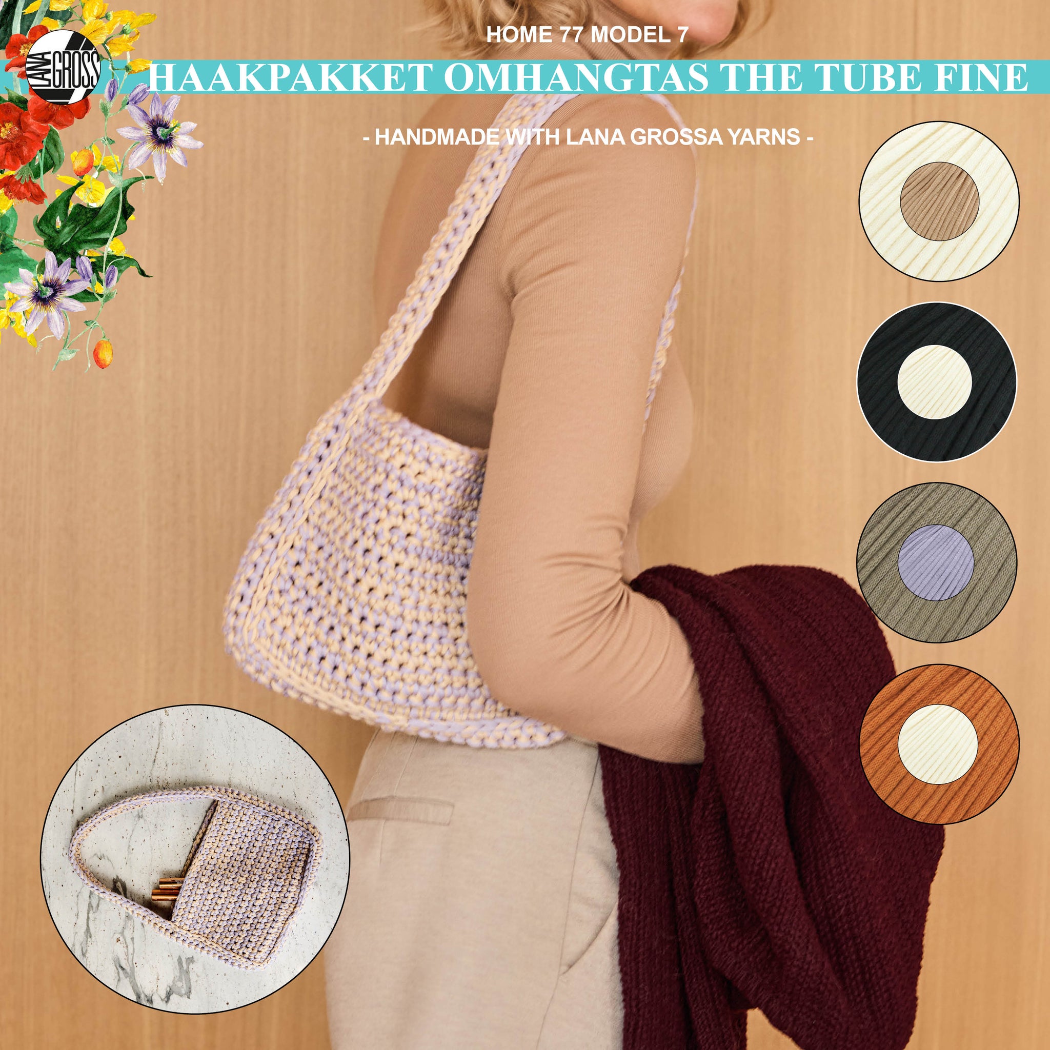 Haakpakket schoudertas met The Tube Fine garen model 7 Home 77