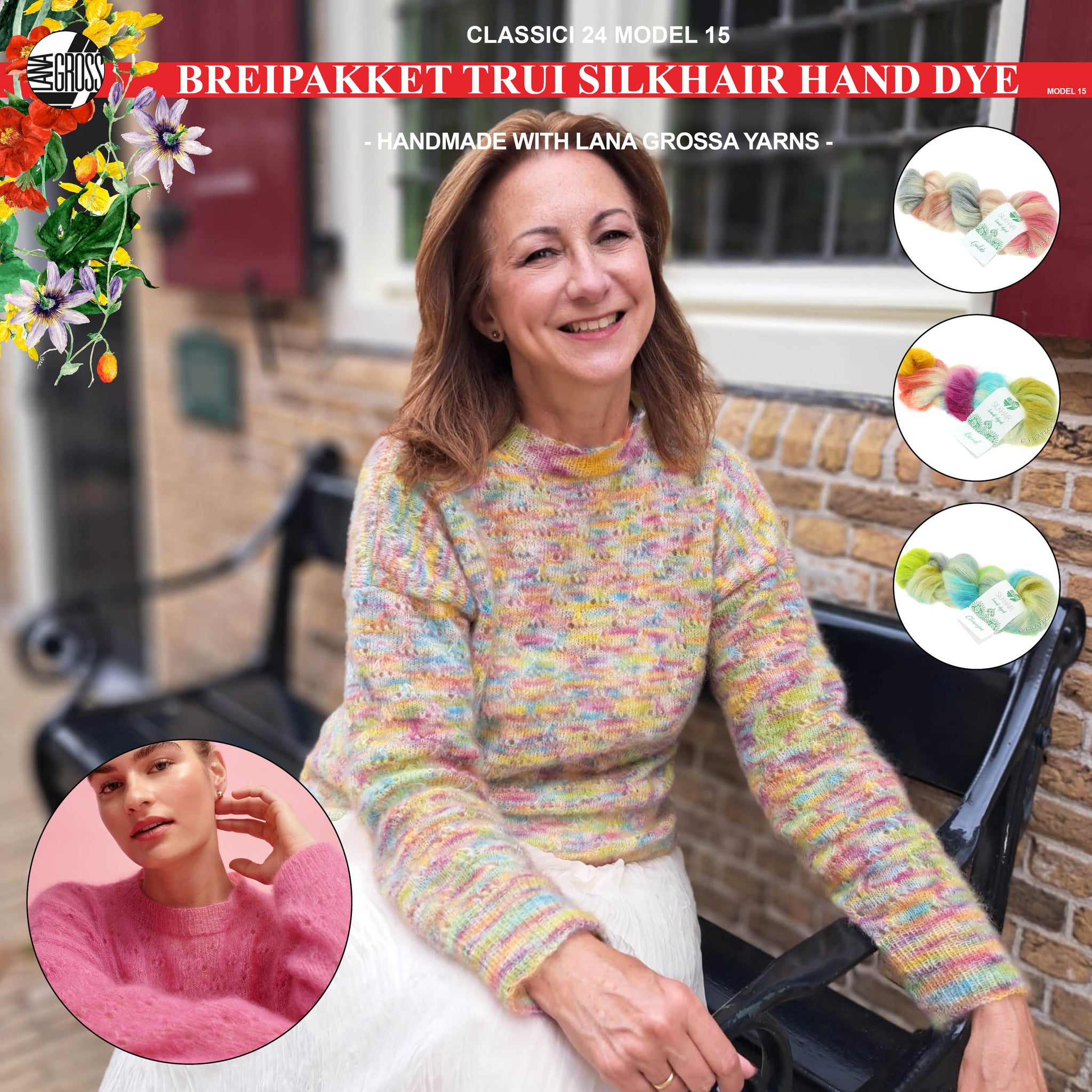 Breipakket trui met Silkhair hand dye-garen model 15 van Classici nr. 24