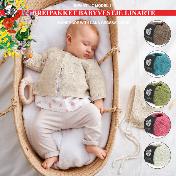Breipakket babyvestje met Linarte-garen model 14 van Infanti 17