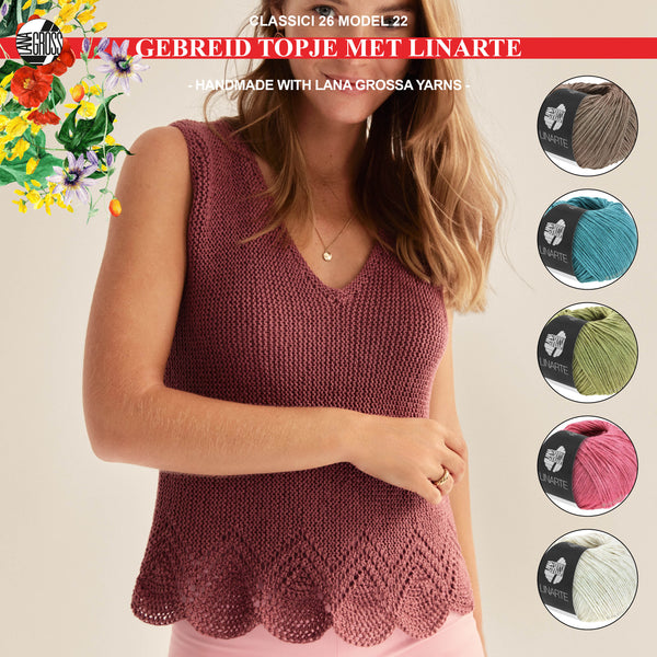 Breipakket zomertopje met Linarte-garen model 22 van Classici 26
