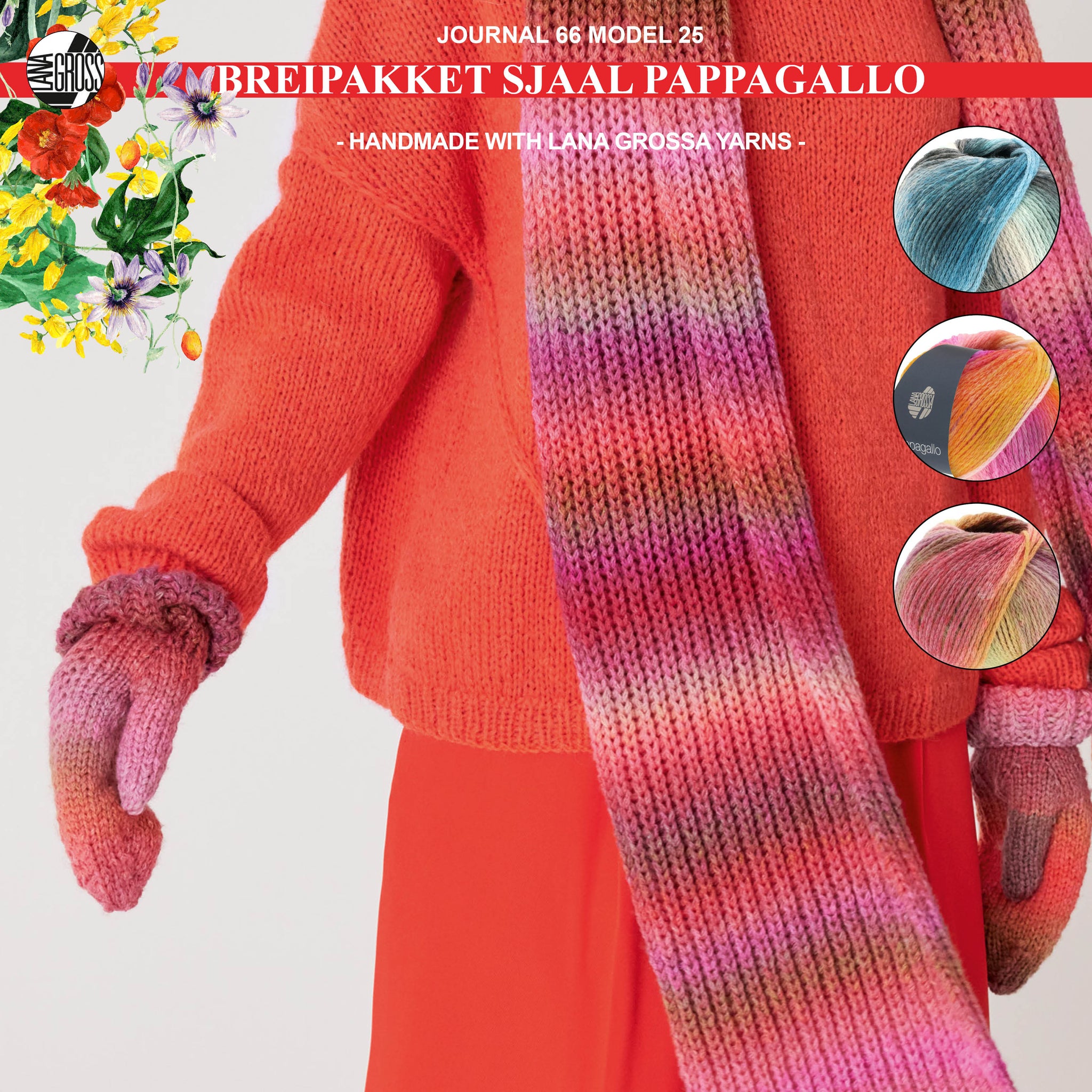 Breipakket sjaal met Pappagallo model 25 van Filati Journal nr. 66