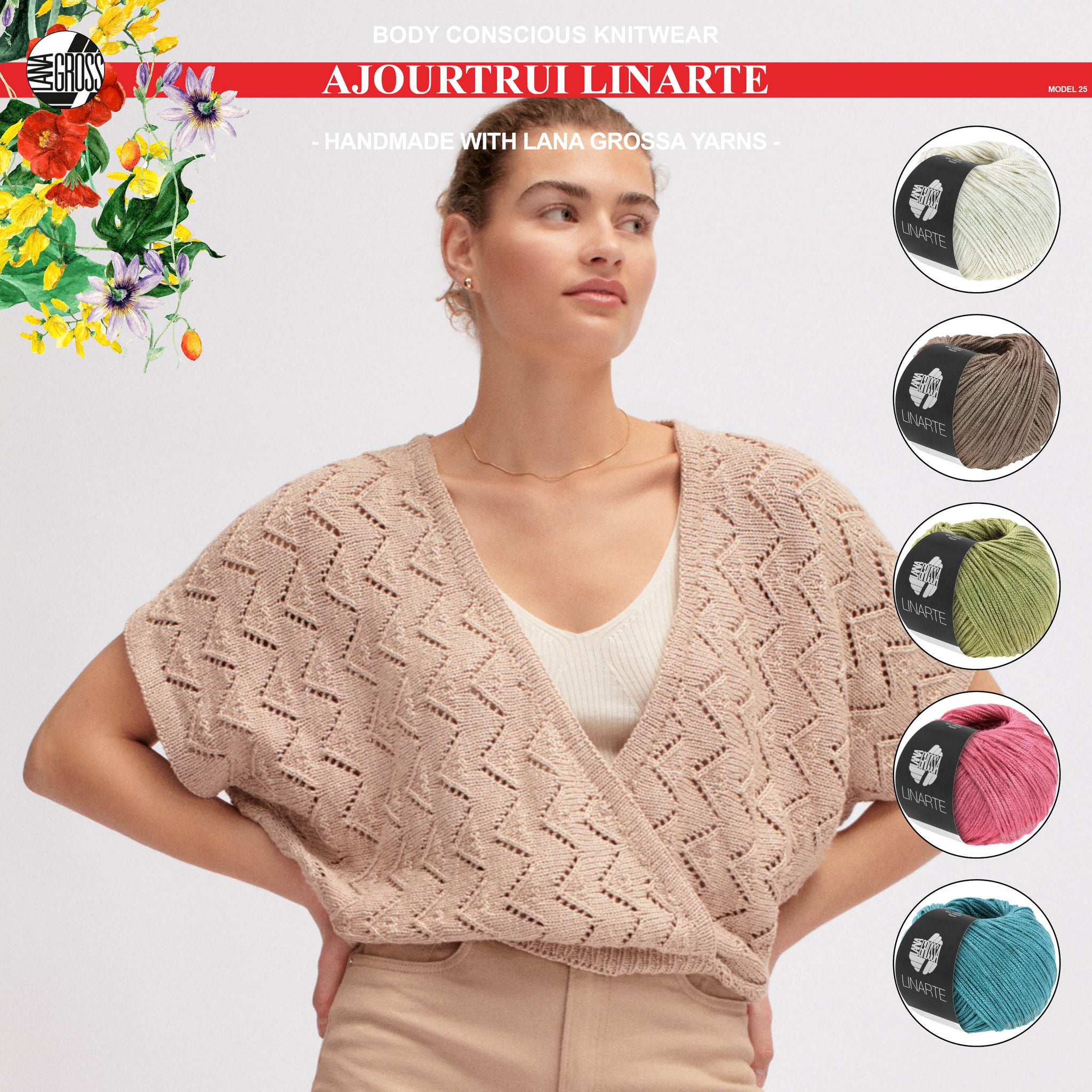 Breipakket ajourtrui met Linarte-garen model 25 van Classici nr. 24