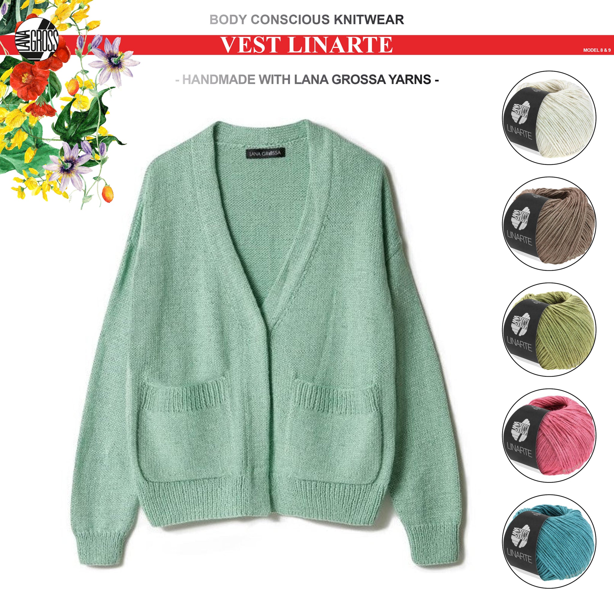 Breipakket vest met Linarte-garen model 8 van Classici nr. 24