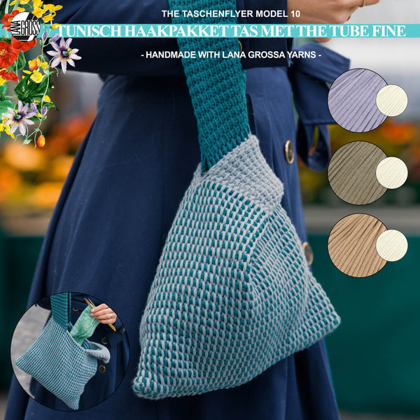 Tunisch haakpakket tas met The Tube Fine garen model 10 The Taschenflyer