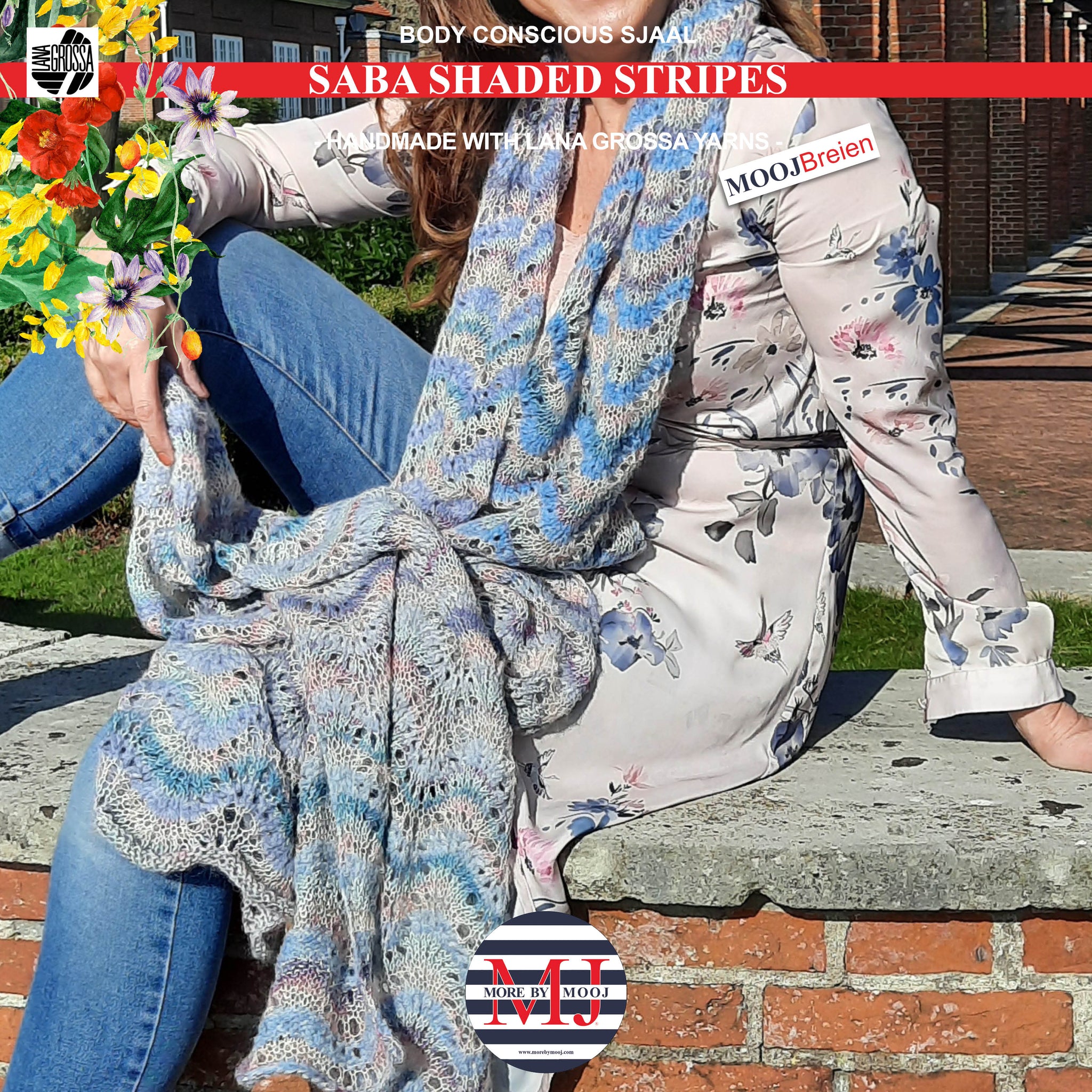 Breipakket sjaal Saba Shaded Stripes