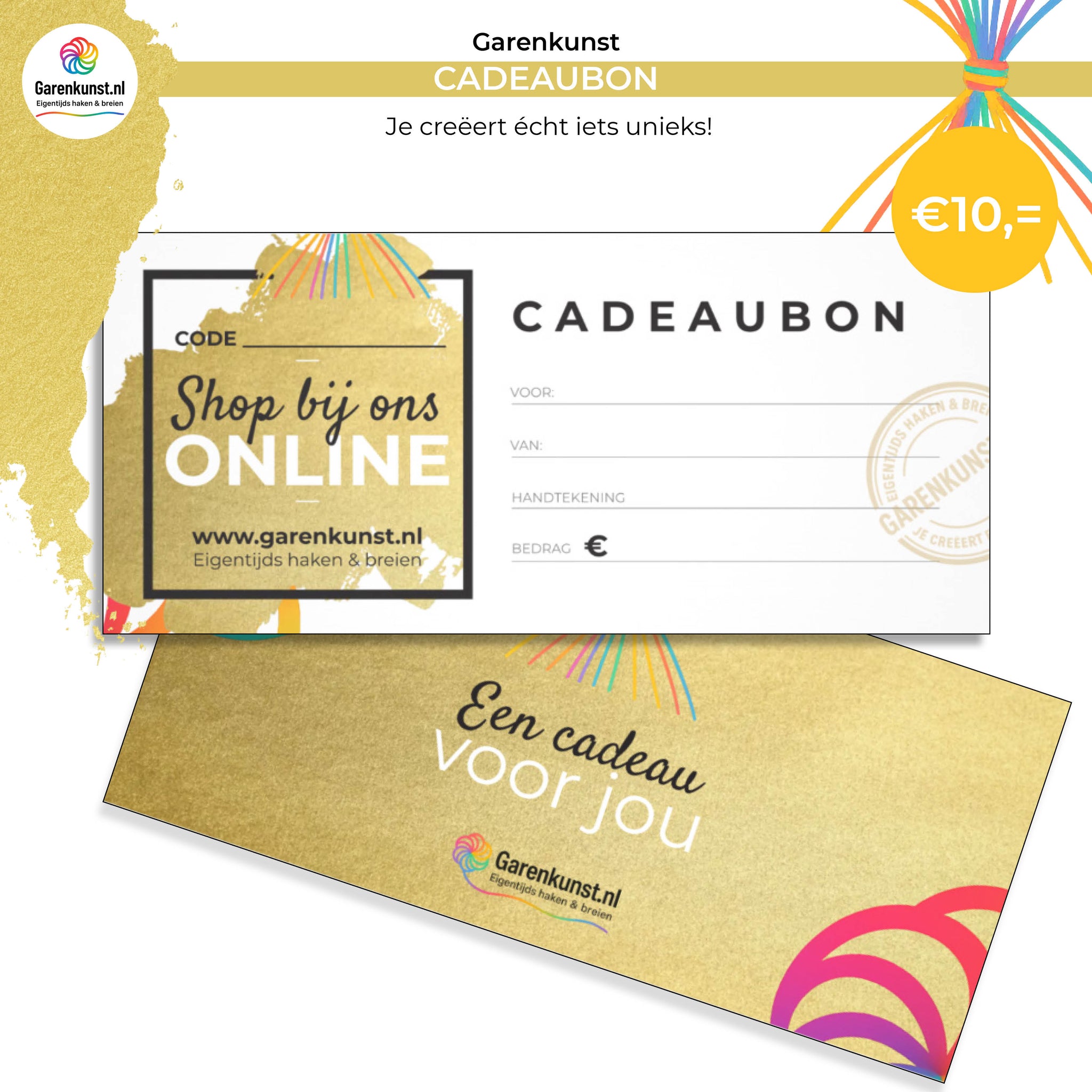 Cadeaubon Garenkunst.nl – cadeau voor haak- en breiliefhebbers 10 euro