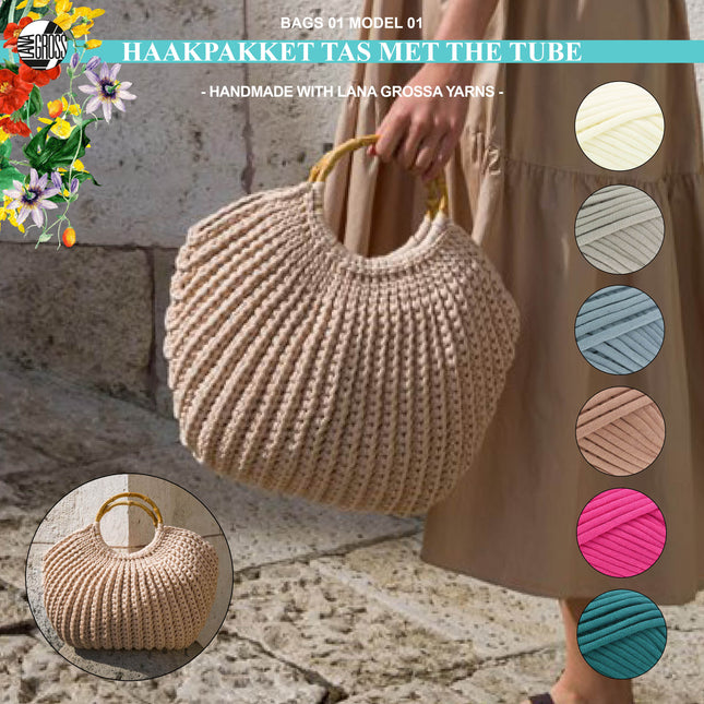 Haakpakket tas met The Tube – Model 1 – Bags 01 | Lana Grossa