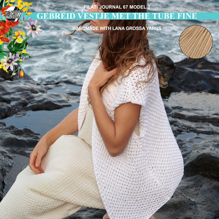 Breipakket mouwloos vest met The Tube Fine garen model 2 van Filati Journal 67