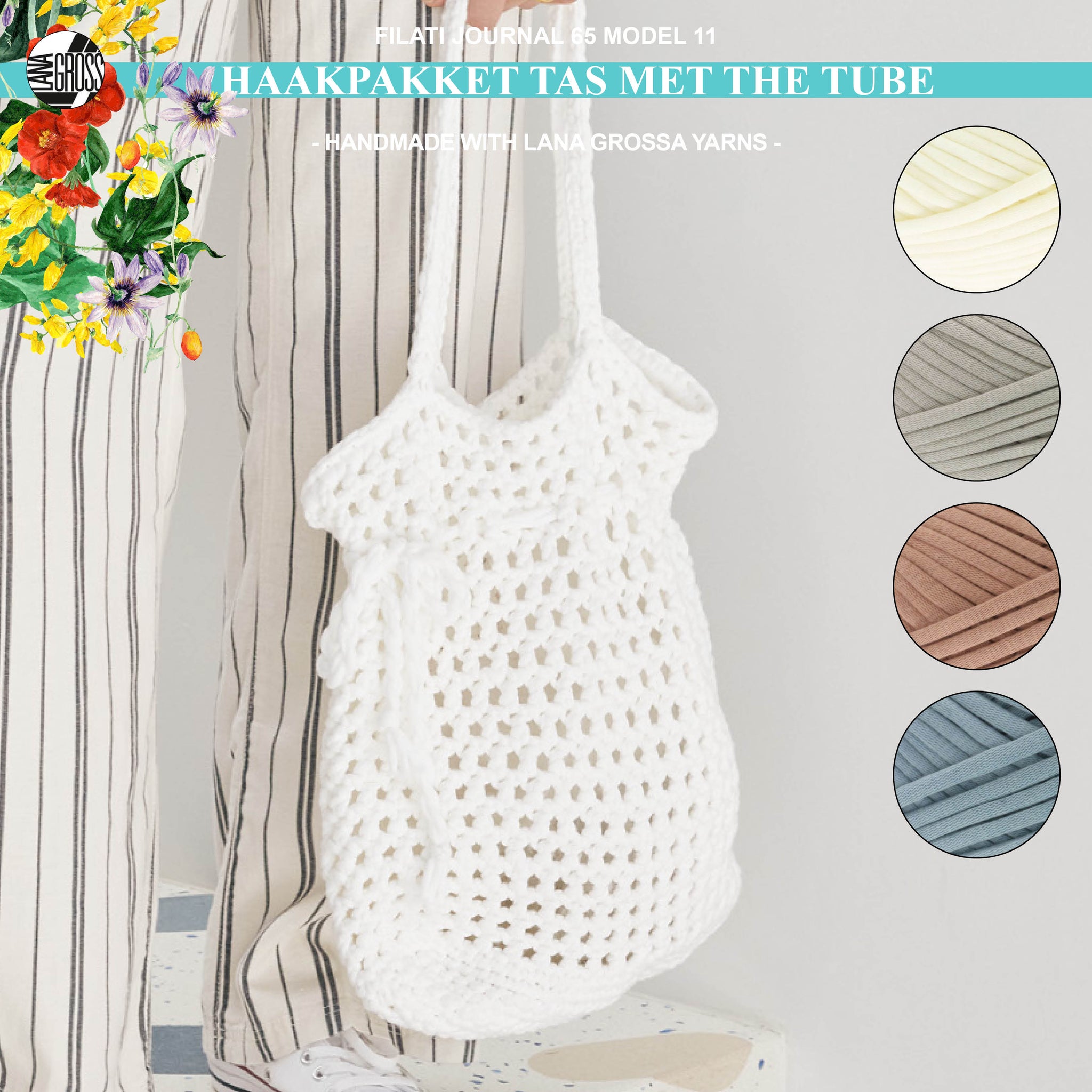 Haakpakket tas met The Tube garen model 11 van Filati Journal 65