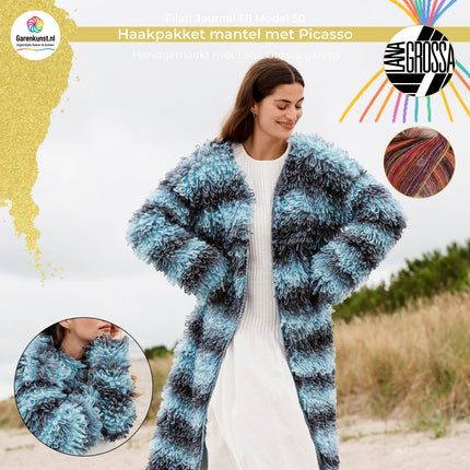 Haakpakket mantel met Picasso – Model 50 – Filati Journal 68 | Lana Grossa