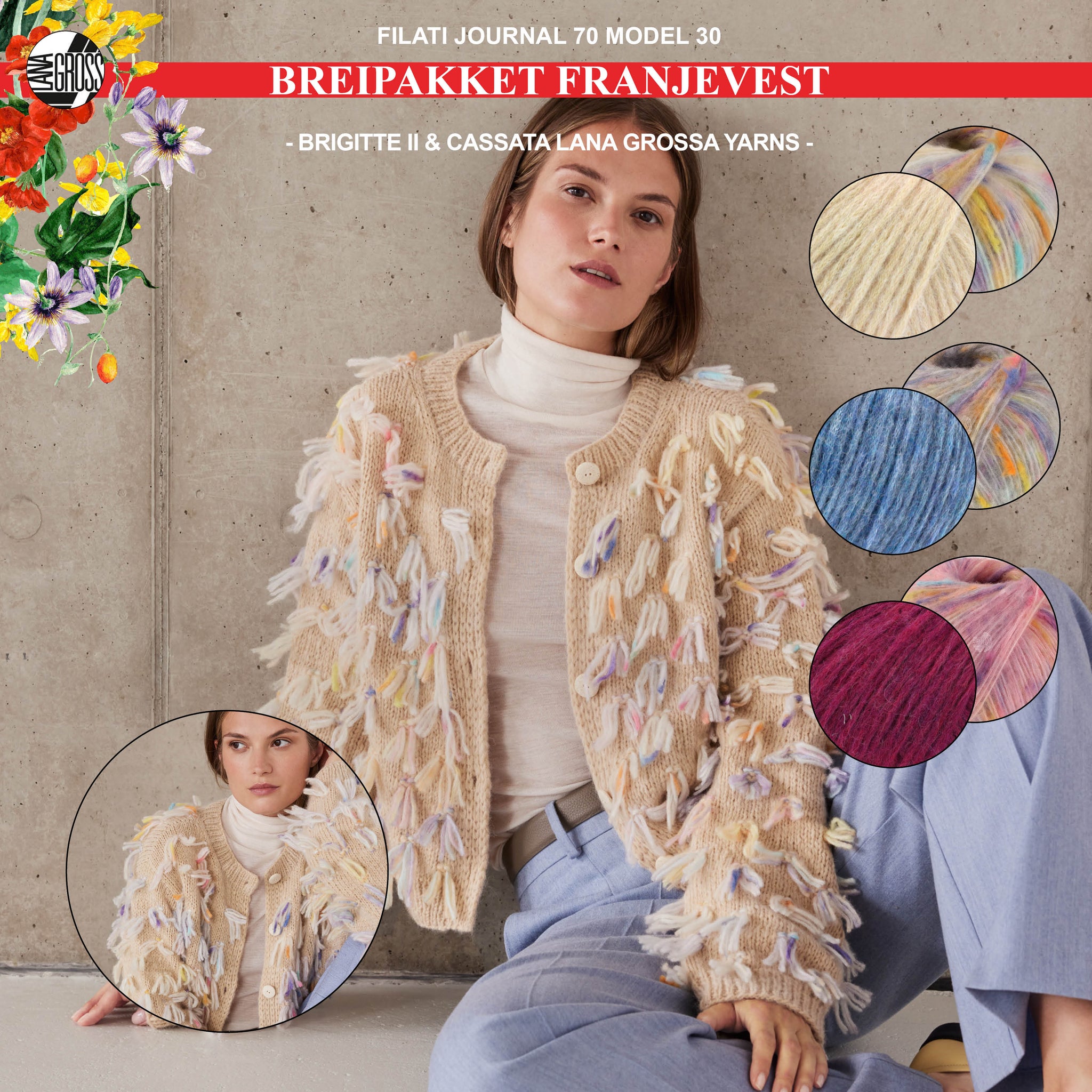 Breipakket franjevest model 30 uit Filati Journal 70