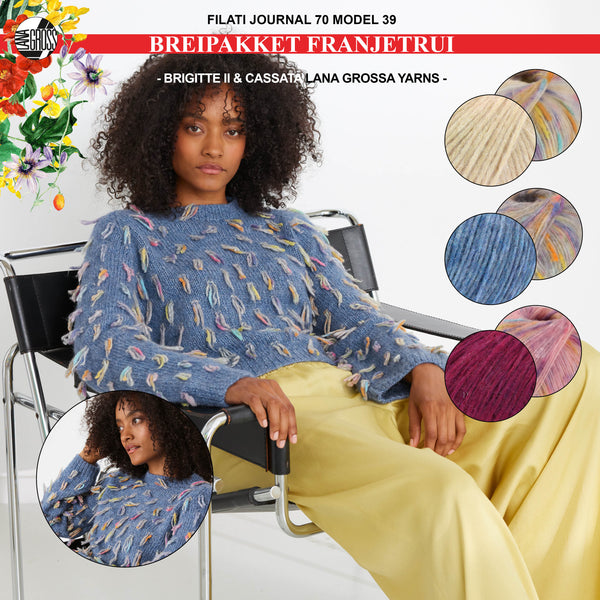 Breipakket franjetrui model 39 uit Filati Journal 70