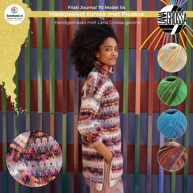 Haakpakket tuniek met Picasso – Model 54 – Filati Journal 70 | Lana Grossa