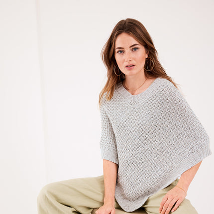 Breipakket poncho Linarte Lana Grossa in weefpatroon