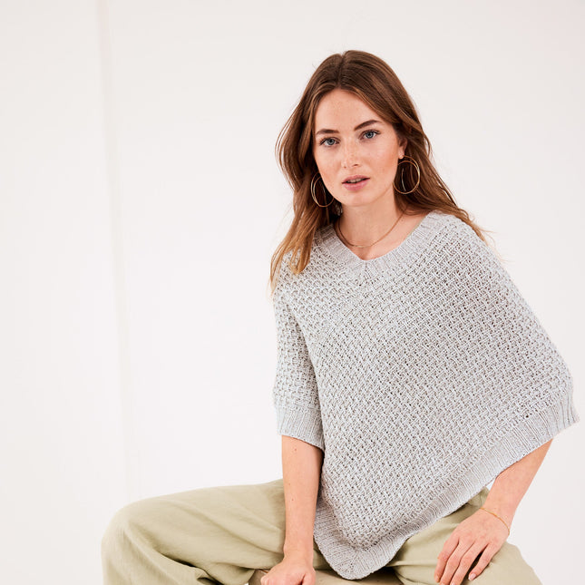 Breipakket poncho Linarte Lana Grossa in weefpatroon