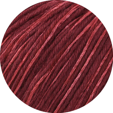Chiaro glanzend effectgaren close-up kleur Orientrood van Lana Grossa bij Garenkunst.nl