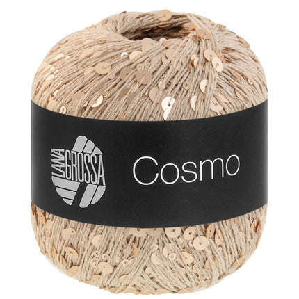 Cosmo pailletten effectgaren kleur zandbeige van Lana Grossa bij Garenkunst.nl (010)