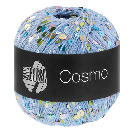 Cosmo pailletten effectgaren kleur lichtblauw multicolor van Lana Grossa bij Garenkunst.nl (020)