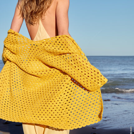 Garenkunst.nl, Haakpakket zomervest met Linarte Model 31 uit magazine Häkeln 09 van Lana Grossa foto van de achterkant van het gehaakte vest