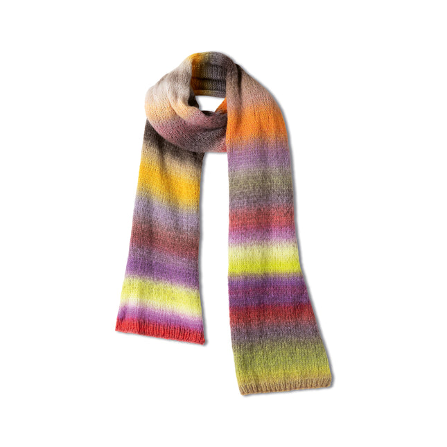 Breipakket sjaal met kleurverloop Candy voorbeeldkleur Lila-limoenmix van Lana Grossa bij Garenkunst.nl