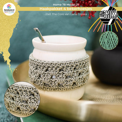 Haakpakket 4 bekerhoesjes met The Core  – Model 21 – Home 78 | Lana Grossa
