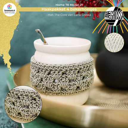 Haakpakket 4 bekerhoesjes met The Core  – Model 21 – Home 78 | Lana Grossa