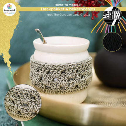Haakpakket 4 bekerhoesjes met The Core  – Model 21 – Home 78 | Lana Grossa