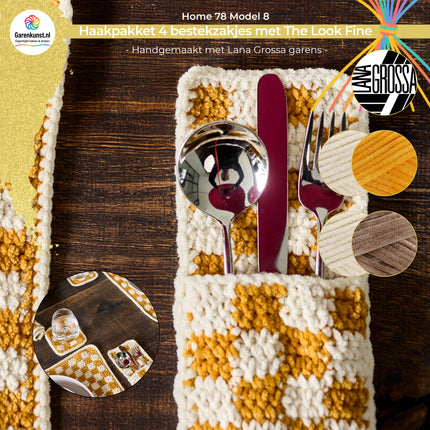 Haakpakket 4 bestekzakjes met The Look Fine – Model 8 – Home 78 | Lana Grossa