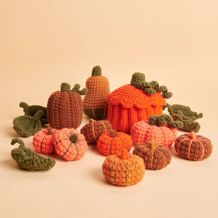 Gehaakte herfstpompoenen van Rico Design haakpakket, diverse vormen en kleuren, bij Garenkunst.nl