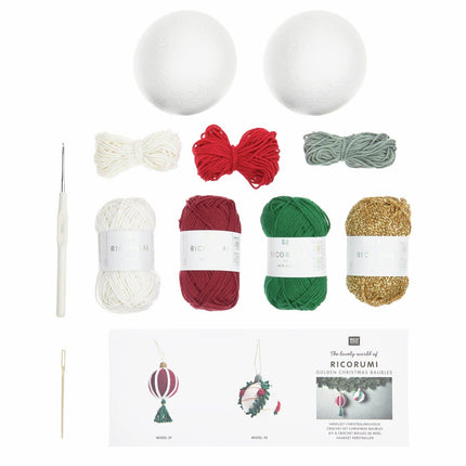 Inhoud Ricorumi kerstballen set variant goud van Rico Design