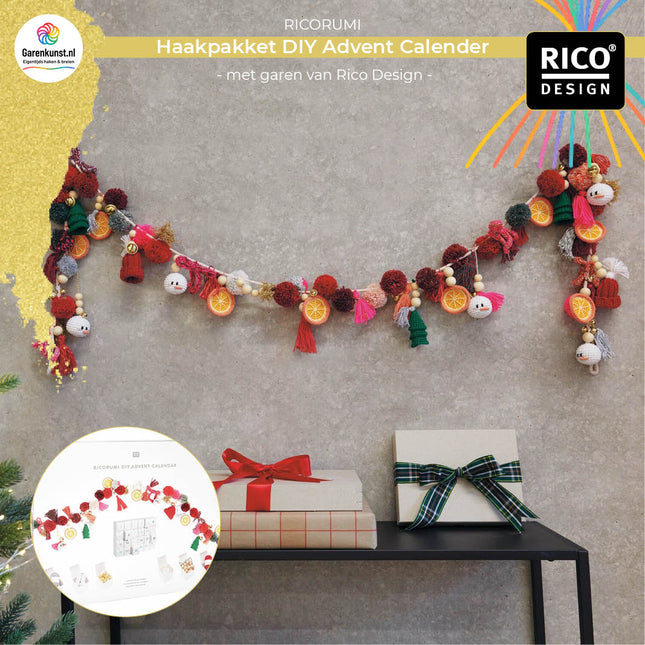 Haakpakket DIY Adventskalender Kerstslinger van Ricorumi Rico Design bij Garenkunst.nl