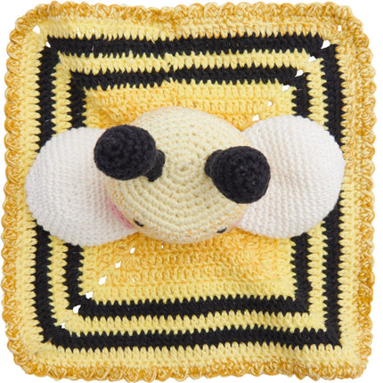 Bovenaanzicht gehaakt Ricorumi knuffeldoekje Bij, detail van het patroon