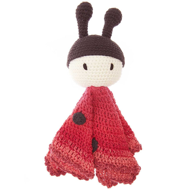 Gehaakt knuffeldoekje Lieveheersbeestje Ricorumi Baby Blankies, rood met zwarte stippen