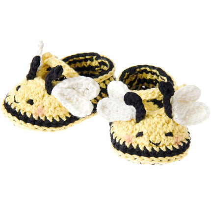 Gehaakte babyschoentjes Bij Ricorumi Baby Booties, geel met zwarte strepen