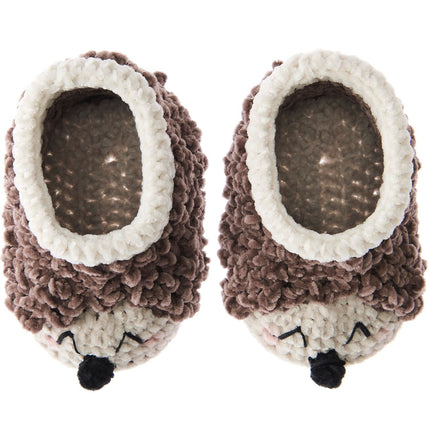 Bovenaanzicht gehaakte Ricorumi babyschoentjes Egel