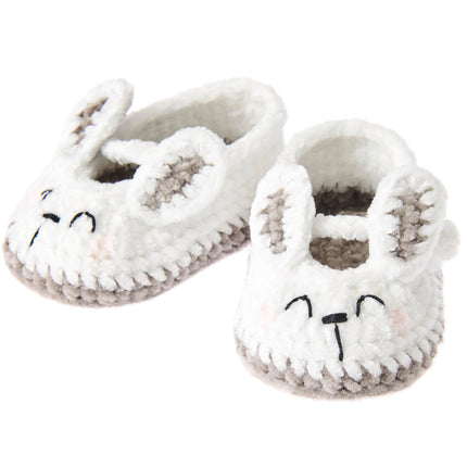 Gehaakte babyschoentjes Haasje Ricorumi Baby Booties, wit met grijze oren