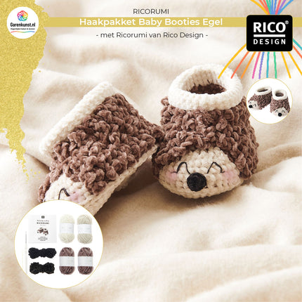 Haakpakket Baby Booties Egel van Ricorumi Rico Design bij Garenkunst.nl