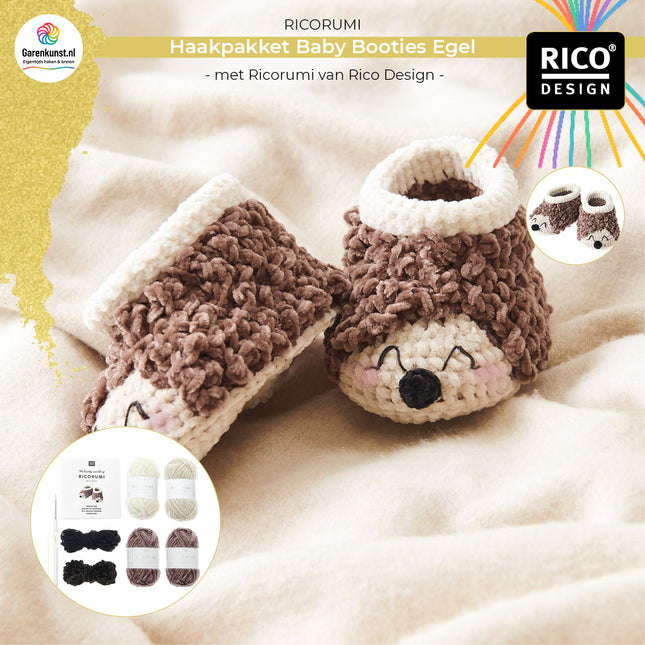 Haakpakket Baby Booties Egel van Ricorumi Rico Design bij Garenkunst.nl