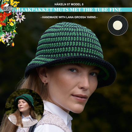 Haakpakket muts met The Tube Fine garen model 05 van Häkeln 07