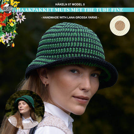 Haakpakket muts met The Tube Fine garen model 05 van Häkeln 07