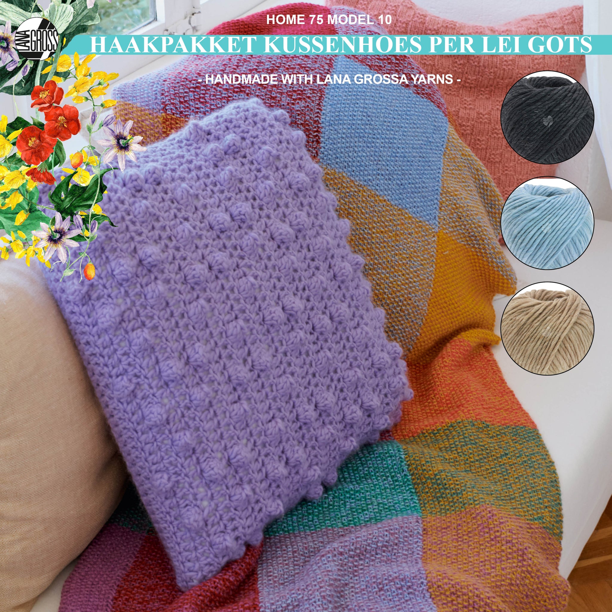 Haakpakket kussenhoes met Per Lei Gots model 10 van Home 75