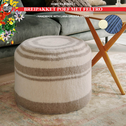 Breipakket poef met Feltro-garen model 07 van Home nr. 74