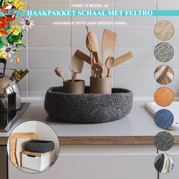 Haakpakket vilten schaal met Feltro-garen model 46 van Home 74