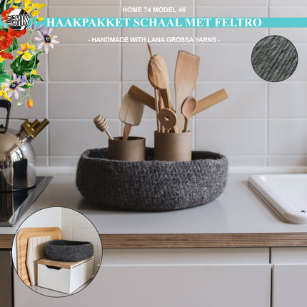 Haakpakket vilten schaal met Feltro-garen model 46 van Home 74